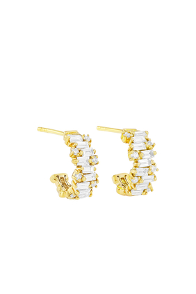 Shimmer Mini Diamond Huggie Hoop Earrings